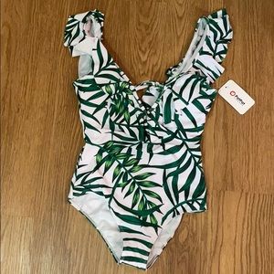 NWT PatPat tropical swimsuit ruffles Medium
